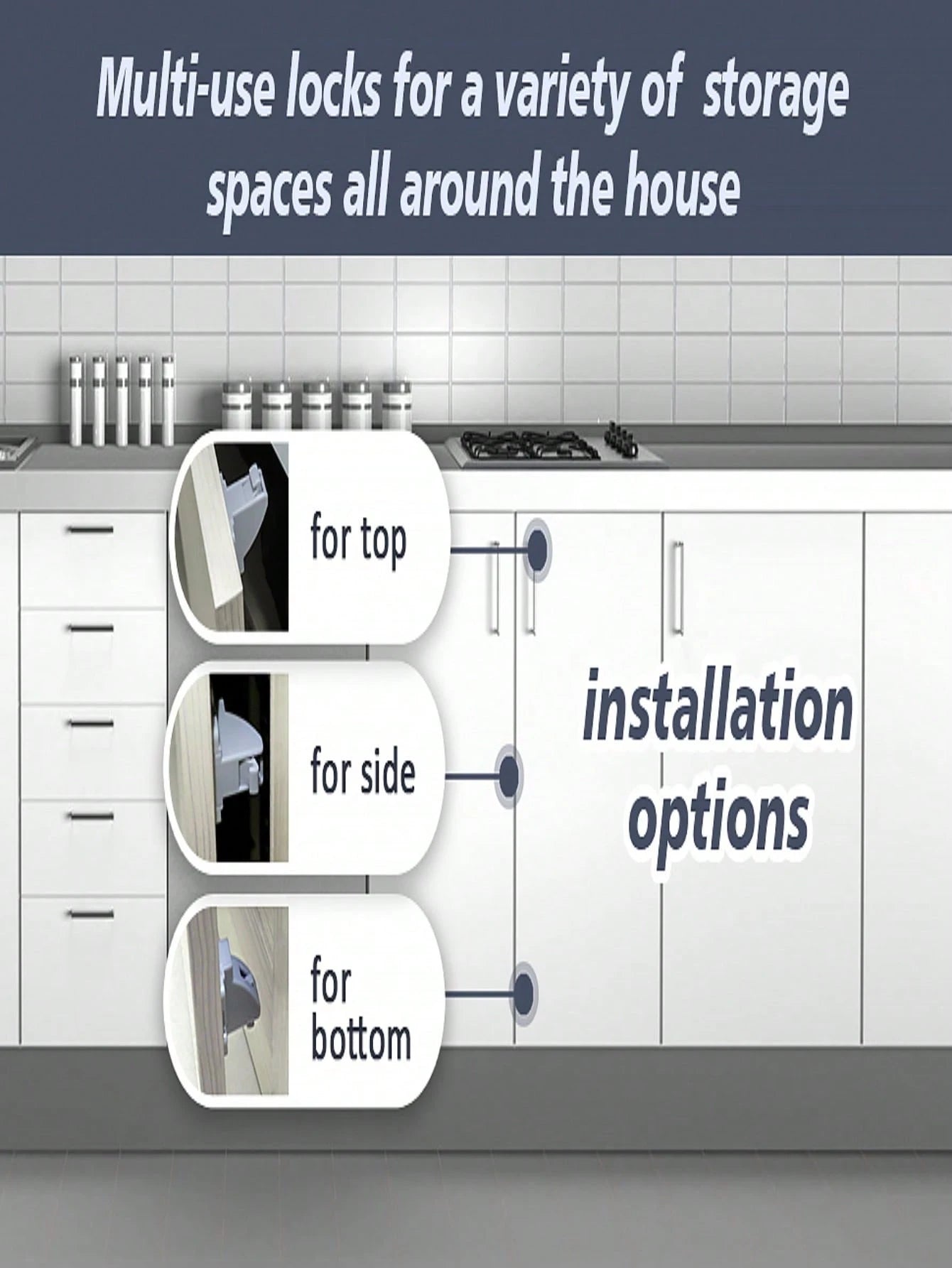 Magnetic Lock Household Multi-Function (4 Sets Of Locks + 1 Set Of Keys) Including Installation Aid Invisible Lock Drawer Cabinet Door Kitchen Cabinet Side-By-Side Door Lock
