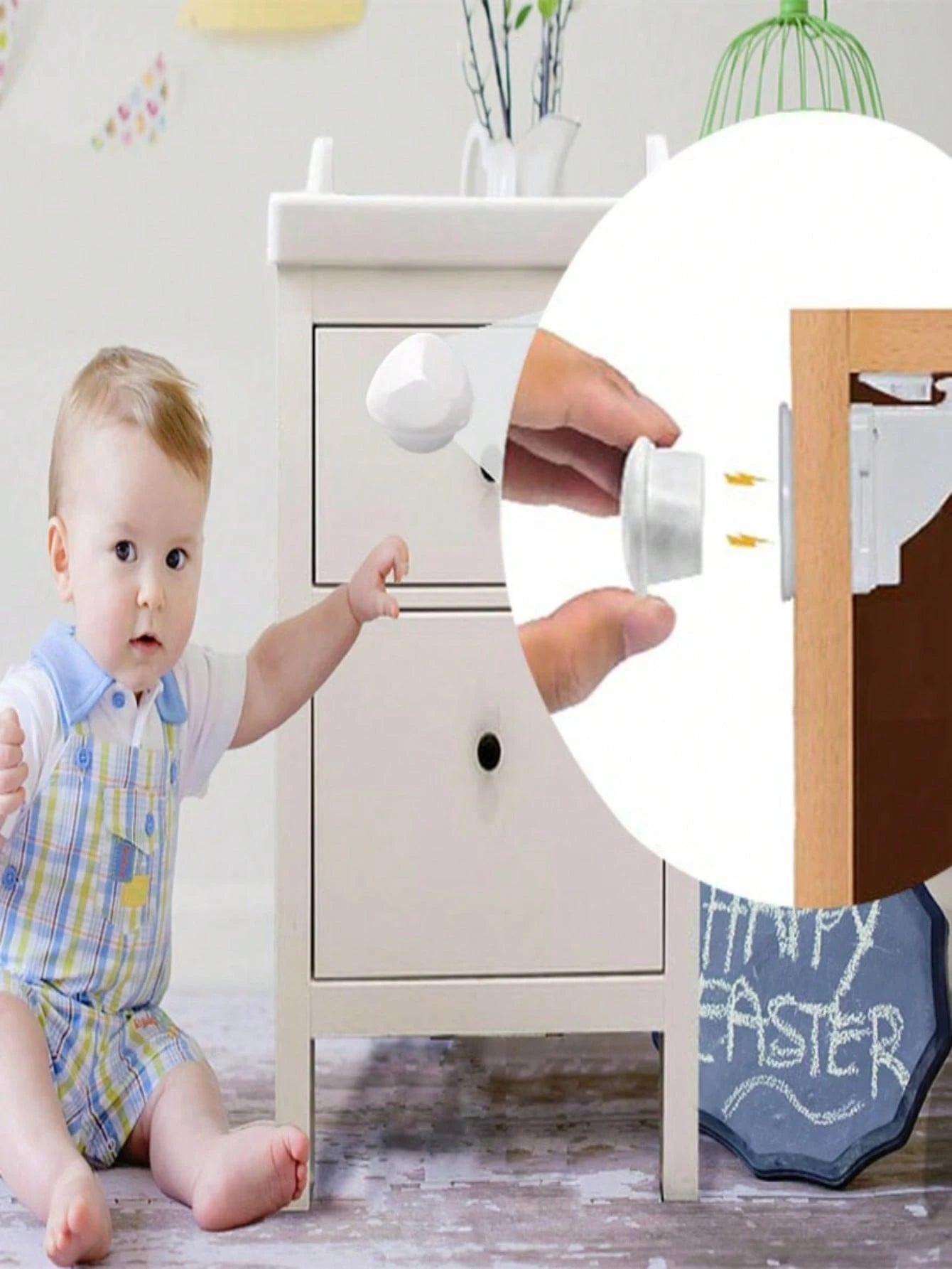 Magnetic Lock Household Multi-Function (4 Sets Of Locks + 1 Set Of Keys) Including Installation Aid Invisible Lock Drawer Cabinet Door Kitchen Cabinet Side-By-Side Door Lock