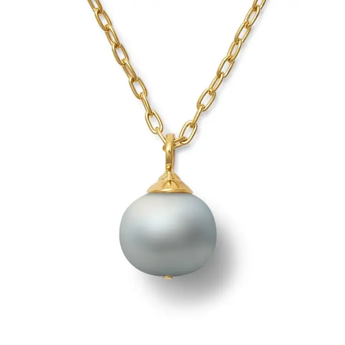 Mama Pebble Pearl Pendant Necklace Grey