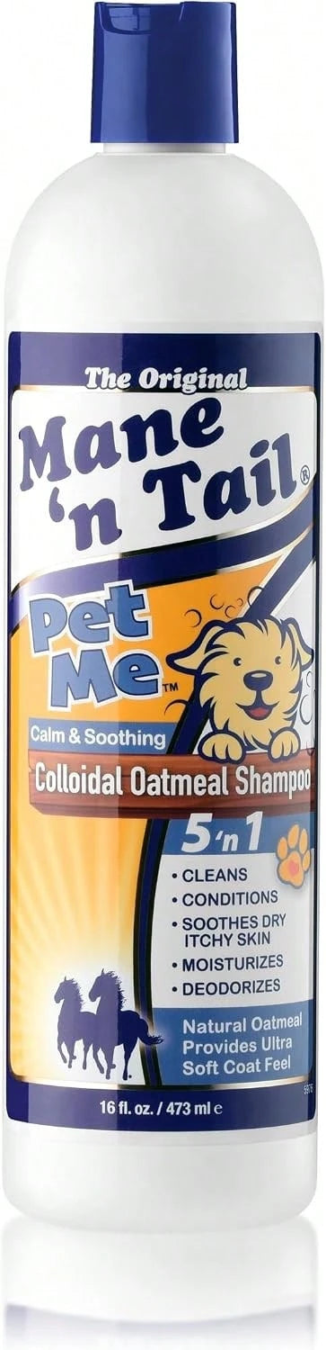 Mane U2019n Tail Pet Me Colloidal Oatmeal Pet Shampoo, 5-In-1 Soothing Dog &Amp; Pet Shampoo For Dry Itchy Skin, Cleans, Conditions &Amp; Deodorizes With Aloe Vera, Shea Butter &Amp; Argan Oil 16 Fl O