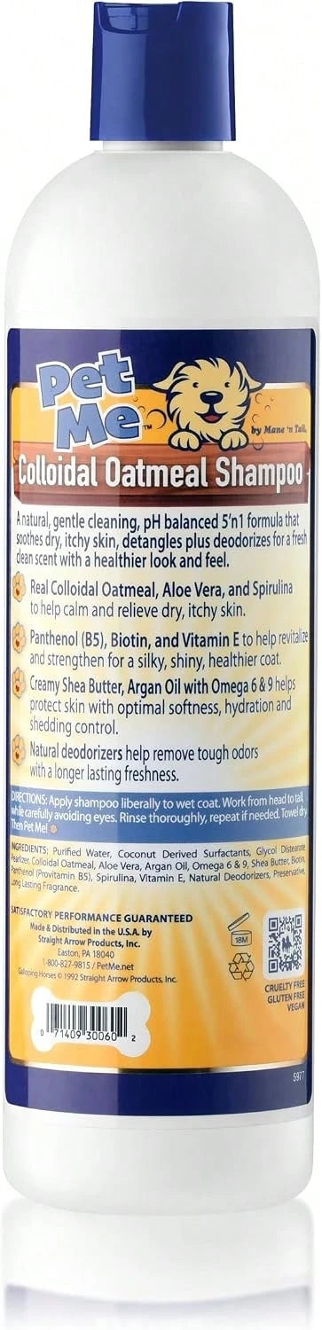 Mane U2019n Tail Pet Me Colloidal Oatmeal Pet Shampoo, 5-In-1 Soothing Dog &Amp; Pet Shampoo For Dry Itchy Skin, Cleans, Conditions &Amp; Deodorizes With Aloe Vera, Shea Butter &Amp; Argan Oil 16 Fl O