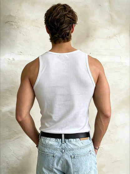 Manfinity Dauomo Men's Star & Leopard Print Sleeveless Tank Top Star Tops Star Tshirt Star Tank Top Gym Vests For Men Tanktops For Men