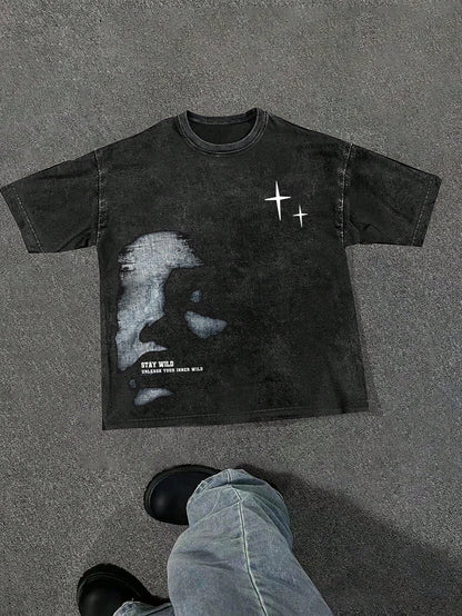 Manfinity EMRG Men Crew Neck Graphic Print Short Sleeve Casual T-Shirt, For Going Out, Boyfriend Gift