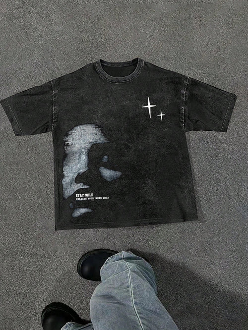 Manfinity EMRG Men Crew Neck Graphic Print Short Sleeve Casual T-Shirt, For Going Out, Boyfriend Gift