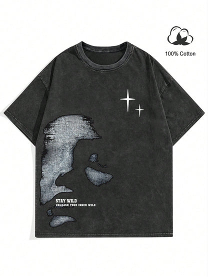 Manfinity EMRG Men Crew Neck Graphic Print Short Sleeve Casual T-Shirt, For Going Out, Boyfriend Gift