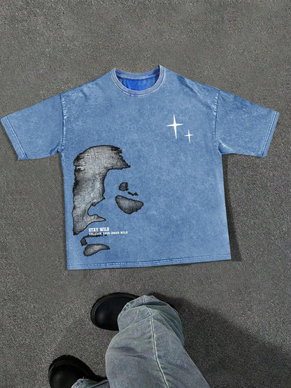 Manfinity EMRG Men Crew Neck Graphic Print Short Sleeve Casual T-Shirt, For Going Out, Boyfriend Gift