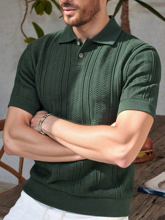 Marcello Vane Men's Summer Casual Short Sleeve Knit Top Old Money Aesthetic Valentine's Day Holiday