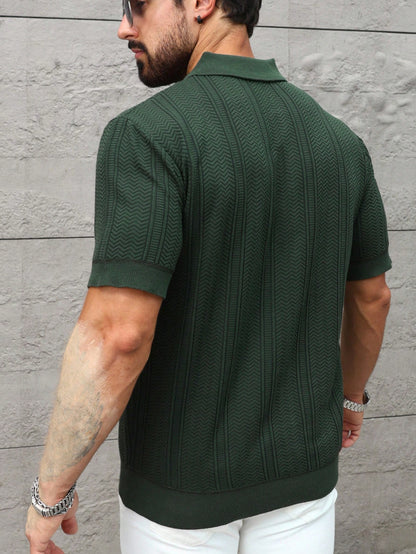 Marcello Vane Men's Summer Casual Short Sleeve Knit Top Old Money Aesthetic Valentine's Day Holiday