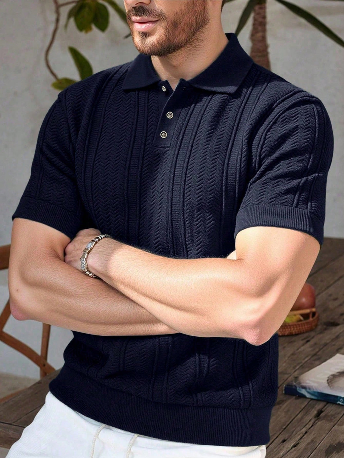 Marcello Vane Men's Summer Casual Short Sleeve Knit Top Old Money Aesthetic Valentine's Day Holiday
