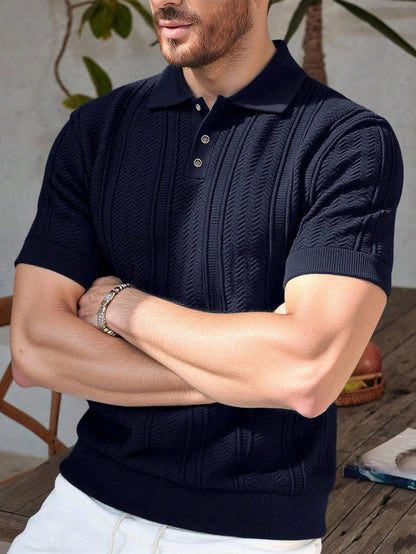Marcello Vane Men's Summer Casual Short Sleeve Knit Top Old Money Aesthetic Valentine's Day Holiday