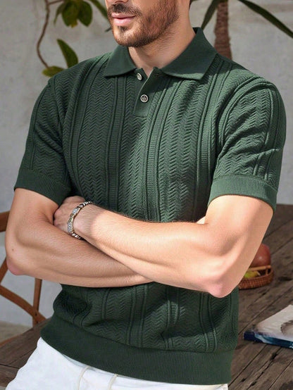 Marcello Vane Men's Summer Casual Short Sleeve Knit Top Old Money Aesthetic Valentine's Day Holiday