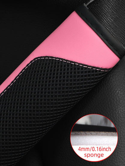 MEIKAXIU 1pc 3d Breathable Skin-Friendly Pu Leather Seat Belt Cover, Pressure Relief And Comfortable, Automotive Product For Women,Car Accessories