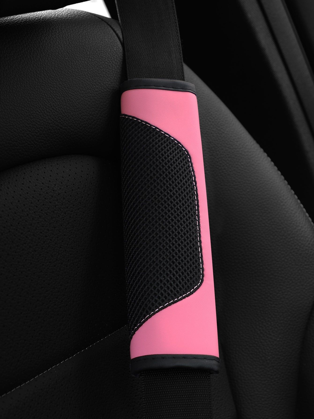 MEIKAXIU 1pc 3d Breathable Skin-Friendly Pu Leather Seat Belt Cover, Pressure Relief And Comfortable, Automotive Product For Women,Car Accessories