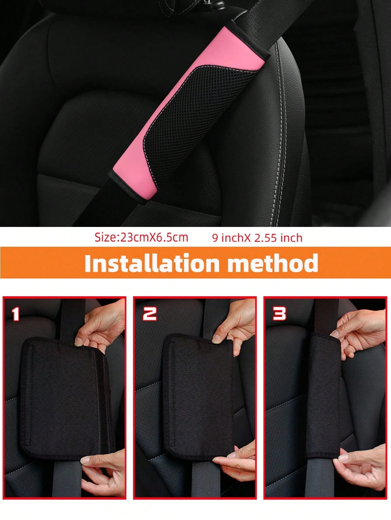 MEIKAXIU 1pc 3d Breathable Skin-Friendly Pu Leather Seat Belt Cover, Pressure Relief And Comfortable, Automotive Product For Women,Car Accessories