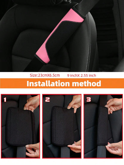 MEIKAXIU 1pc 3d Breathable Skin-Friendly Pu Leather Seat Belt Cover, Pressure Relief And Comfortable, Automotive Product For Women,Car Accessories