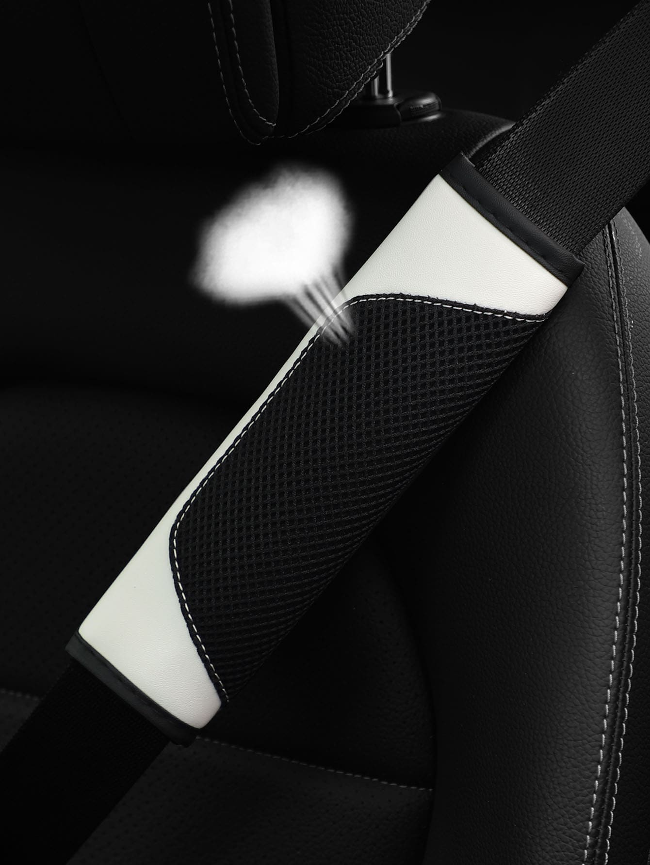 MEIKAXIU 1pc 3d Breathable Skin-Friendly Pu Leather Seat Belt Cover, Pressure Relief And Comfortable, Automotive Product For Women,Car Accessories