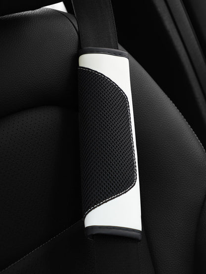MEIKAXIU 1pc 3d Breathable Skin-Friendly Pu Leather Seat Belt Cover, Pressure Relief And Comfortable, Automotive Product For Women,Car Accessories