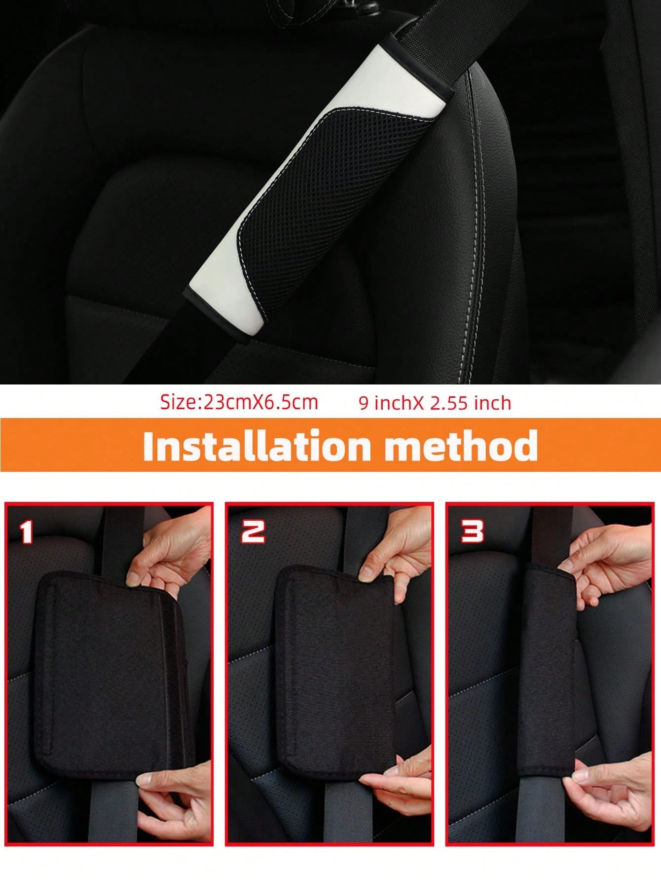 MEIKAXIU 1pc 3d Breathable Skin-Friendly Pu Leather Seat Belt Cover, Pressure Relief And Comfortable, Automotive Product For Women,Car Accessories