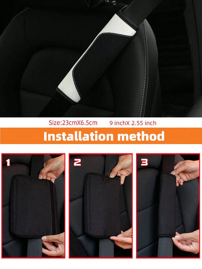 MEIKAXIU 1pc 3d Breathable Skin-Friendly Pu Leather Seat Belt Cover, Pressure Relief And Comfortable, Automotive Product For Women,Car Accessories