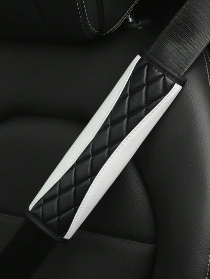 MEIKAXIU 1pc 3D Embroidery Faux Sheepskin Seat Belt Shoulder Pad For Car, Comfortable Pressure Relief And Anti-Rub