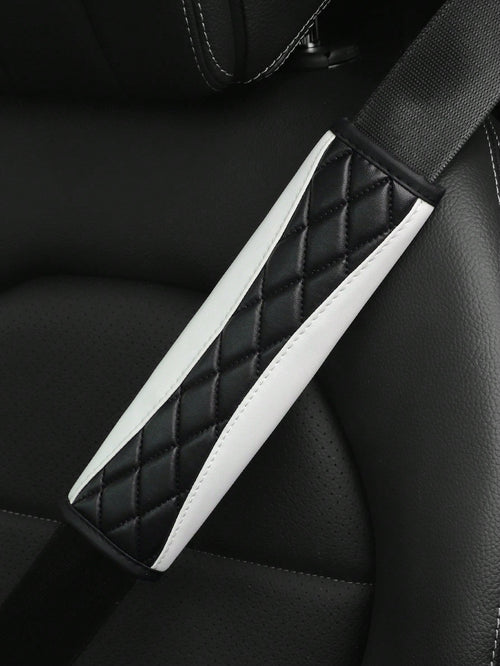 MEIKAXIU 1pc 3D Embroidery Faux Sheepskin Seat Belt Shoulder Pad For Car, Comfortable Pressure Relief And Anti-Rub