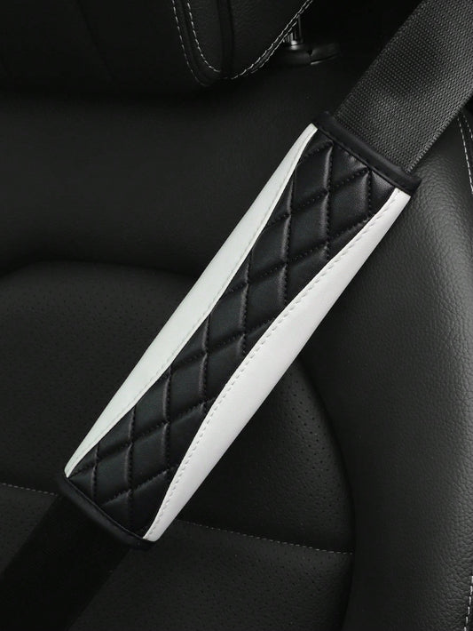 MEIKAXIU 1pc 3D Embroidery Faux Sheepskin Seat Belt Shoulder Pad For Car, Comfortable Pressure Relief And Anti-Rub