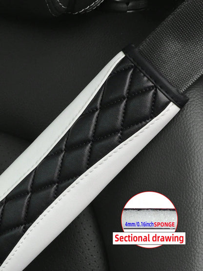 MEIKAXIU 1pc 3D Embroidery Faux Sheepskin Seat Belt Shoulder Pad For Car, Comfortable Pressure Relief And Anti-Rub