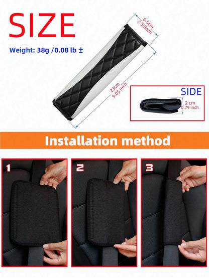 MEIKAXIU 1pc 3D Embroidery Faux Sheepskin Seat Belt Shoulder Pad For Car, Comfortable Pressure Relief And Anti-Rub