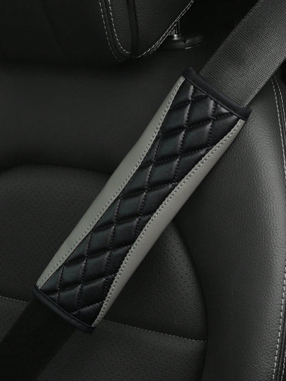 MEIKAXIU 1pc 3D Embroidery Faux Sheepskin Seat Belt Shoulder Pad For Car, Comfortable Pressure Relief And Anti-Rub