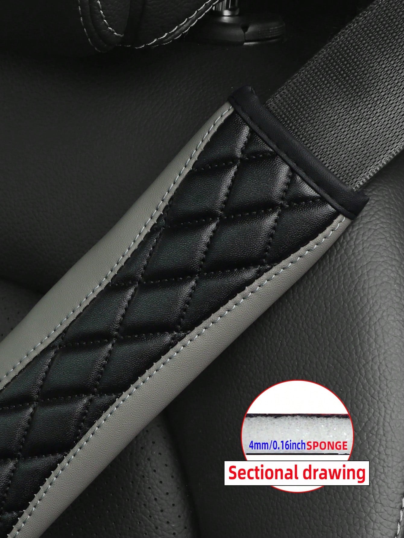 MEIKAXIU 1pc 3D Embroidery Faux Sheepskin Seat Belt Shoulder Pad For Car, Comfortable Pressure Relief And Anti-Rub