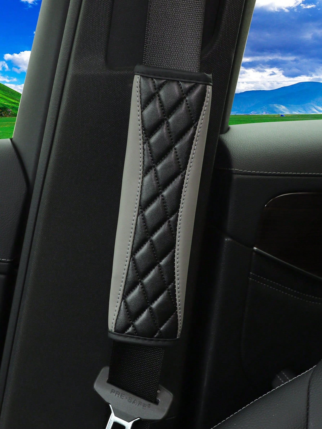 MEIKAXIU 1pc 3D Embroidery Faux Sheepskin Seat Belt Shoulder Pad For Car, Comfortable Pressure Relief And Anti-Rub
