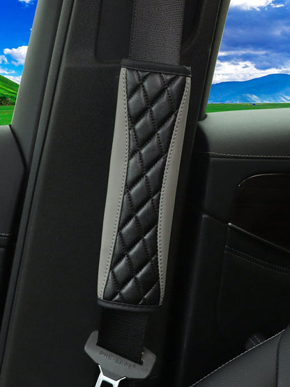 MEIKAXIU 1pc 3D Embroidery Faux Sheepskin Seat Belt Shoulder Pad For Car, Comfortable Pressure Relief And Anti-Rub