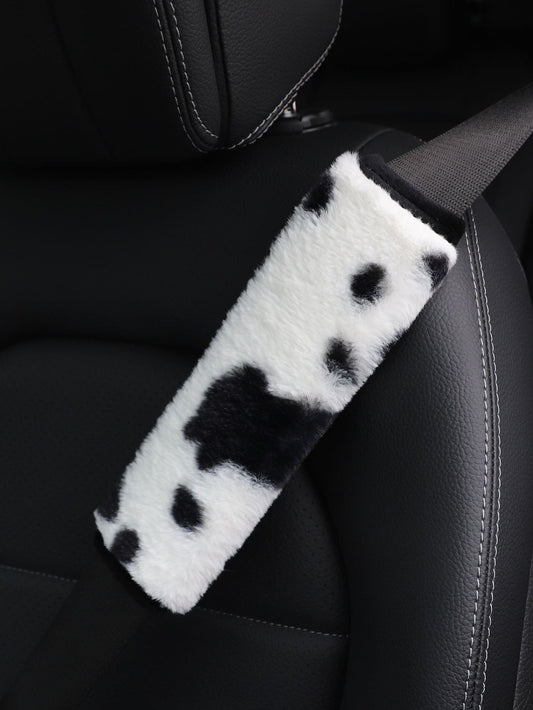MEIKAXIU 1pc Cow Plush Car Seat Belt Cover Shoulder Pad Decoration,Car Accessories