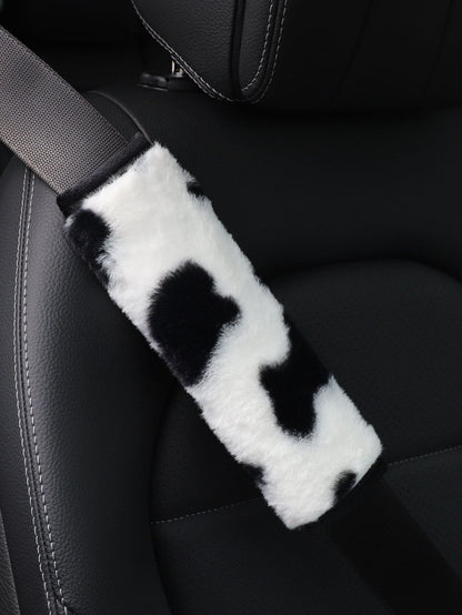 MEIKAXIU 1pc Cow Plush Car Seat Belt Cover Shoulder Pad Decoration,Car Accessories