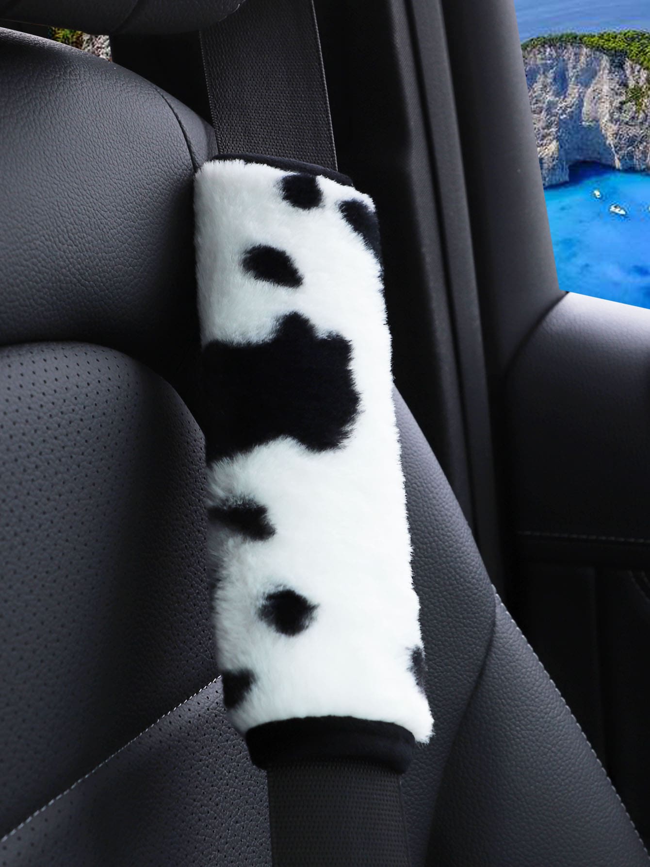 MEIKAXIU 1pc Cow Plush Car Seat Belt Cover Shoulder Pad Decoration,Car Accessories