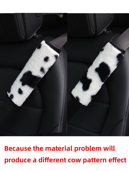 MEIKAXIU 1pc Cow Plush Car Seat Belt Cover Shoulder Pad Decoration,Car Accessories
