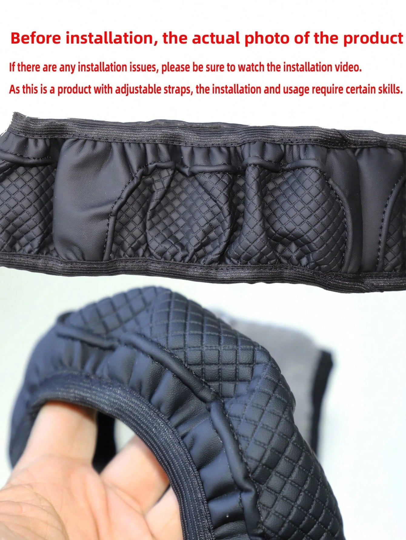 MEIKAXIU 1pc Leather 3d Embossed Car Steering Wheel Cover Without Inner Ring, Comfortable & Soft, Fits 14.5-15 Inch Car Accessories
