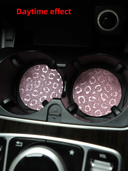 MEIKAXIU 2pcs Leopard Print Car Coaster