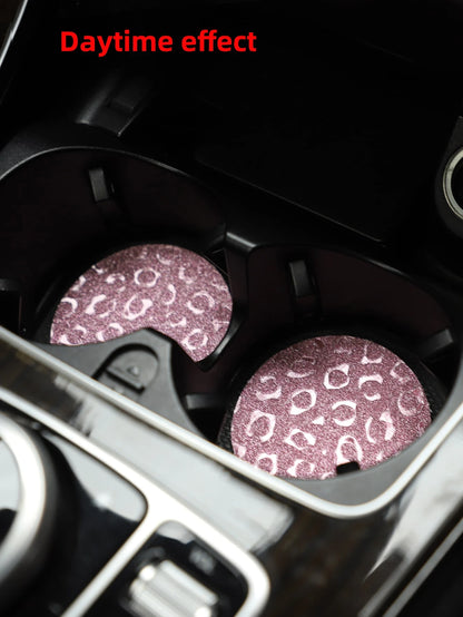 MEIKAXIU 2pcs Leopard Print Car Coaster
