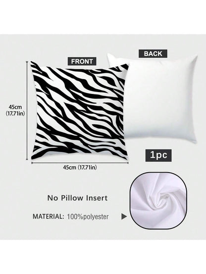 MEMNUN 1pc/2pcs Black Zebra Print Pattern Pillow Cover [Single-Sided Printing] 17.7*17.7in(45*45cm)/19.69*19.69in(50*50cm)/15.75*15.75in(40*40cm)] Home Bed Headrest Sofa Cushion Polyester Windowsill P