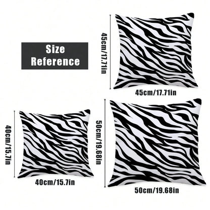 MEMNUN 1pc/2pcs Black Zebra Print Pattern Pillow Cover [Single-Sided Printing] 17.7*17.7in(45*45cm)/19.69*19.69in(50*50cm)/15.75*15.75in(40*40cm)] Home Bed Headrest Sofa Cushion Polyester Windowsill P