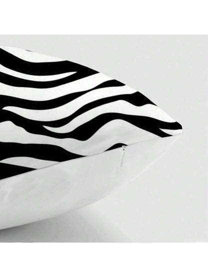 MEMNUN 1pc/2pcs Black Zebra Print Pattern Pillow Cover [Single-Sided Printing] 17.7*17.7in(45*45cm)/19.69*19.69in(50*50cm)/15.75*15.75in(40*40cm)] Home Bed Headrest Sofa Cushion Polyester Windowsill P