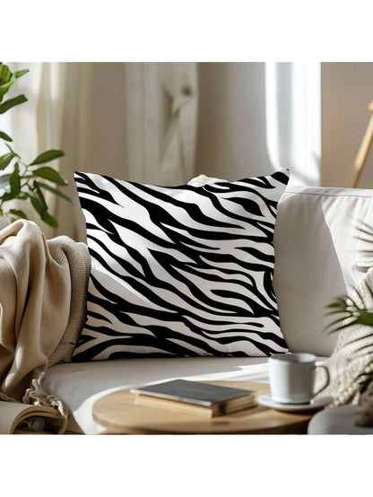 MEMNUN 1pc/2pcs Black Zebra Print Pattern Pillow Cover [Single-Sided Printing] 17.7*17.7in(45*45cm)/19.69*19.69in(50*50cm)/15.75*15.75in(40*40cm)] Home Bed Headrest Sofa Cushion Polyester Windowsill P