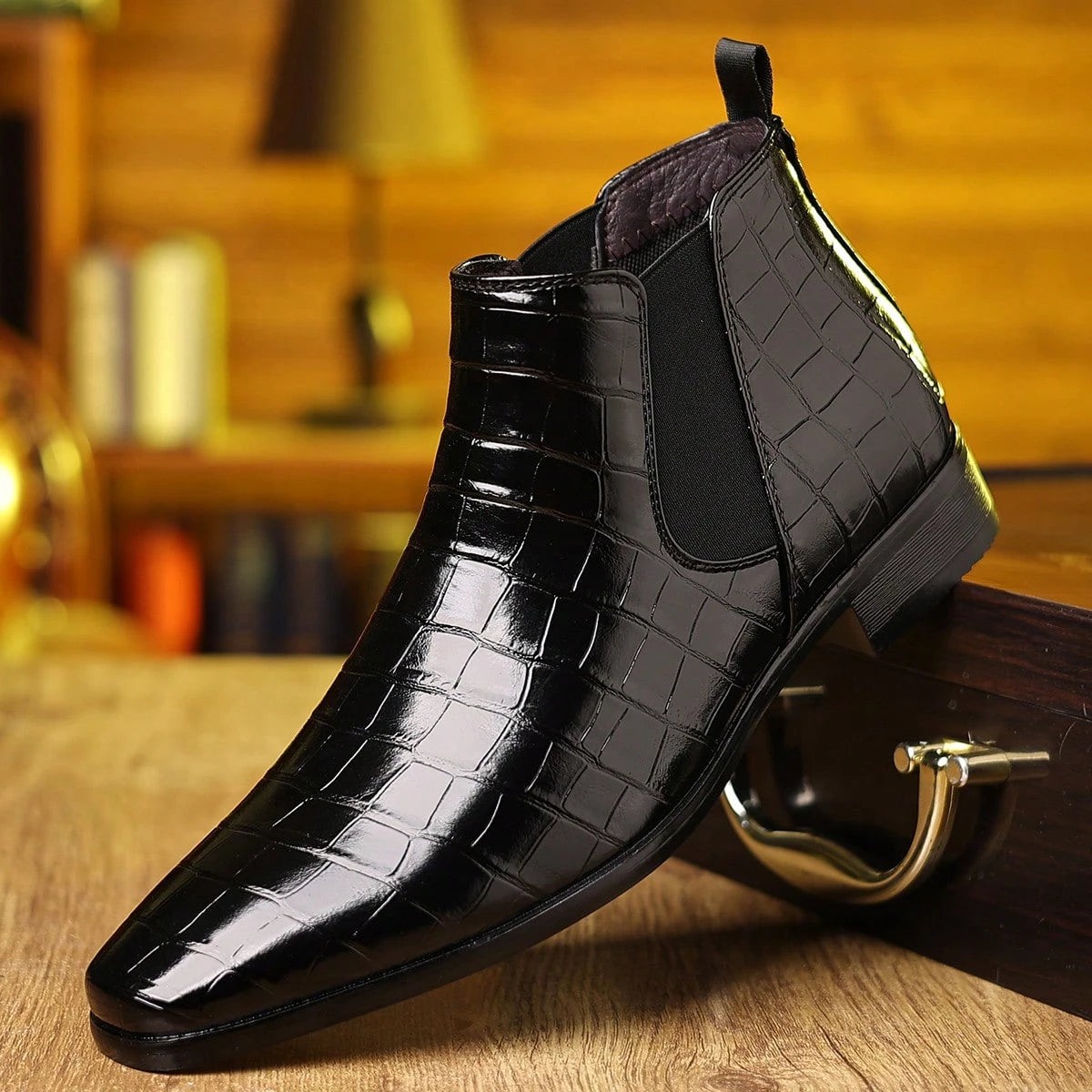 Men's Chelsea Boots, British Style Retro Square Toe Minimalist Business Formal Casual Short Boots