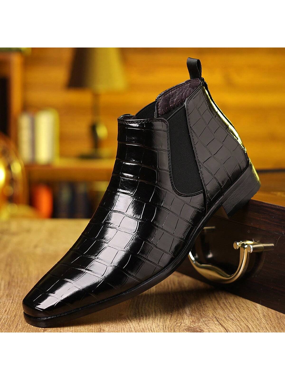 Men's Chelsea Boots, British Style Retro Square Toe Minimalist Business Formal Casual Short Boots