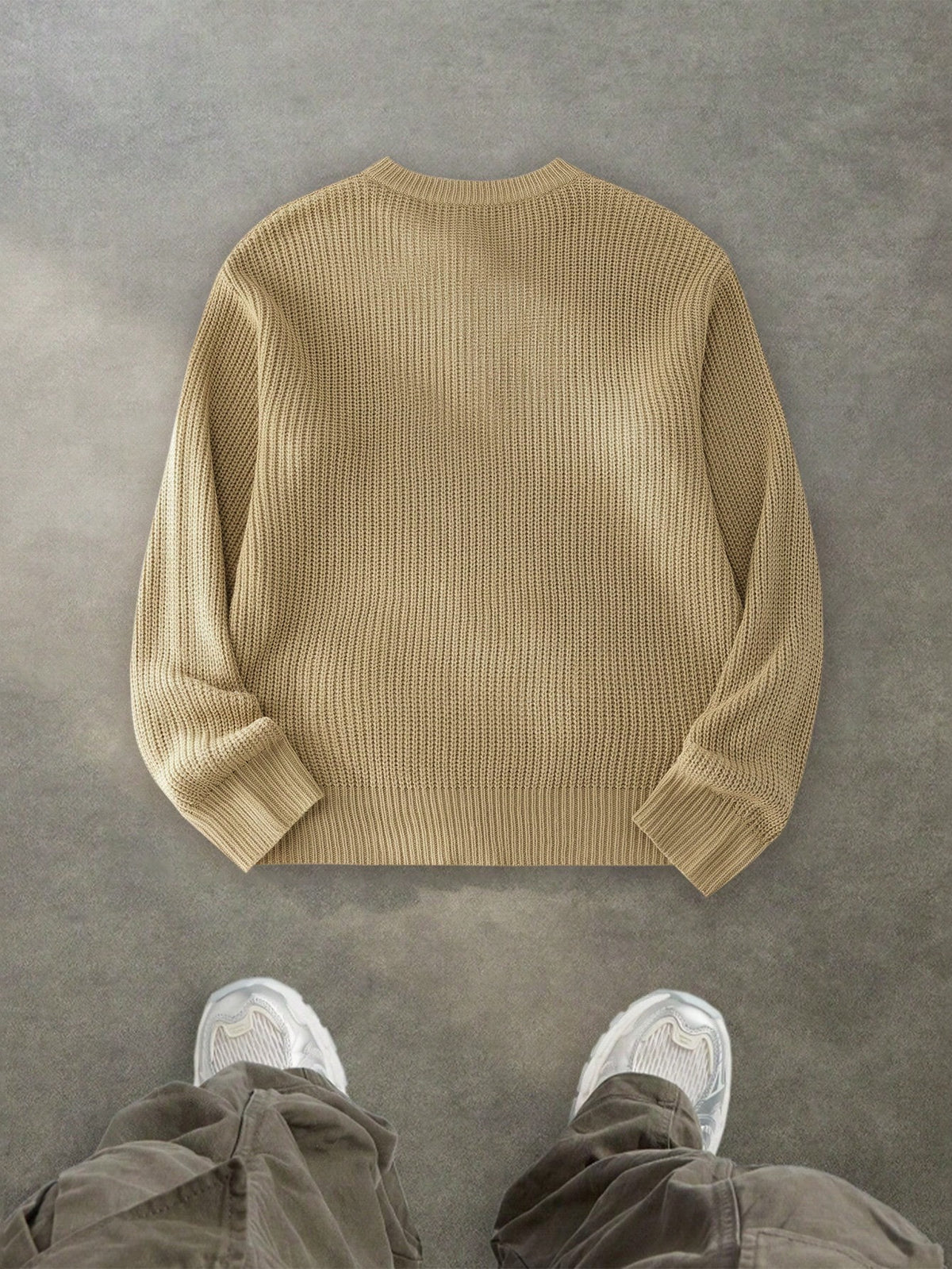 Men's Comfortable Minimalist Button Decor Long Sleeve Crew Neck Sweater, Casual Versatile For Daily Wear, Autumn/Winter