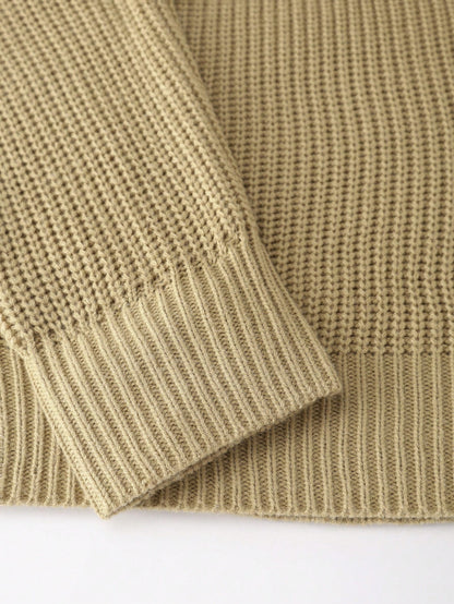 Men's Comfortable Minimalist Button Decor Long Sleeve Crew Neck Sweater, Casual Versatile For Daily Wear, Autumn/Winter