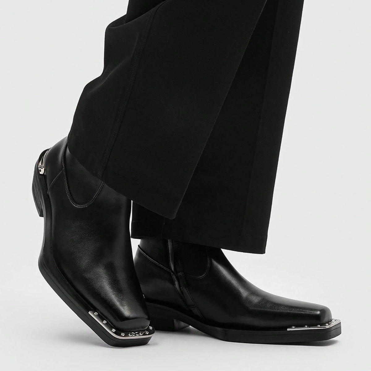 Men's High Heel Iron Toe Boots Zipper British Style Men's Chelsea Casual Commuting Boots