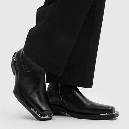 Men's High Heel Iron Toe Boots Zipper British Style Men's Chelsea Casual Commuting Boots
