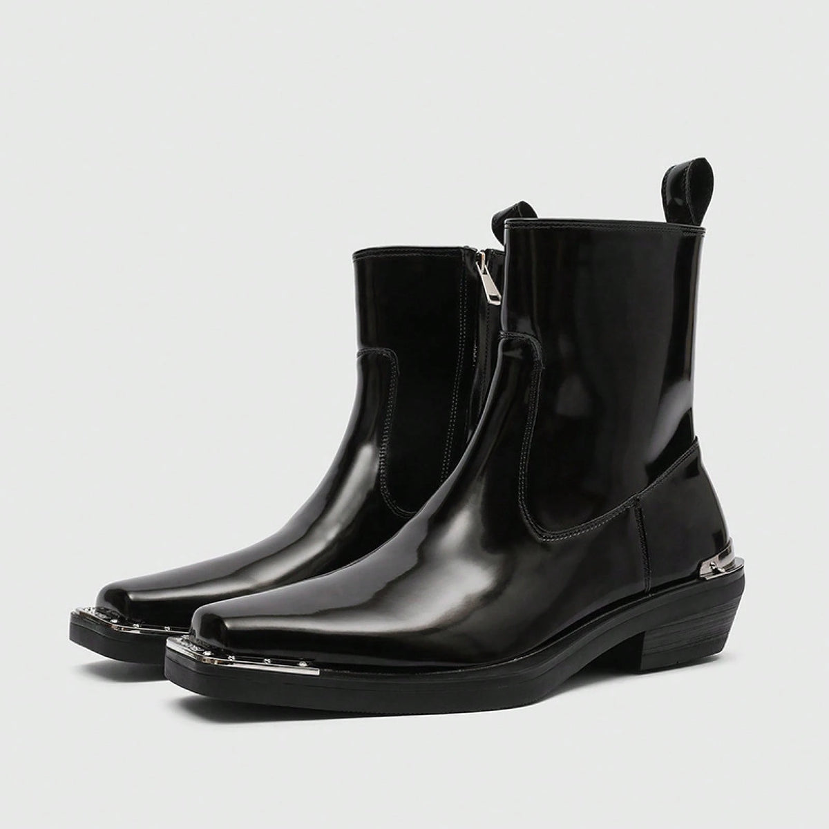 Men's High Heel Iron Toe Boots Zipper British Style Men's Chelsea Casual Commuting Boots